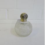 Victorian silver topped and cut glass globular scent bottle, Chester 1897, 12cm high