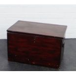 A dark stained wooden storage trunk with handles to the sides, 36 x 58cm