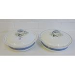 Two Susie Cooper designed for Wedgwood 'Glen Mist' patterned serving bowls and covers
