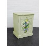 A green and floral patterned painted four drawer chest, 77 x 57cm