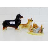 A Beswick Corgi figure 'Black Prince', 35cm high, together with a smaller figure of a Corgi and a