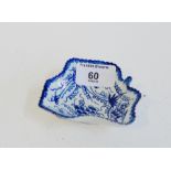 Bow blue and white pickle dish with fruit and leaf pattern, 9cm wide