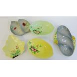 A collection of Carlton ware serving dishes to include three leaf moulded dishes, together with