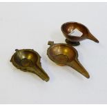 Three small Roman style oil lamps (3) largest 11cm long