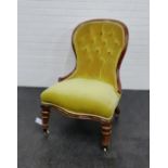 An upholstered button back chair, 87 x 55cm