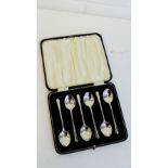 George VI silver teaspoons in fitted case, makers marks William Hair Haseler, Birmingham, 1939