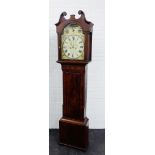 A 19th century mahogany longcase clock, the swan neck pediment over a painted dial by Wm Dobbie,