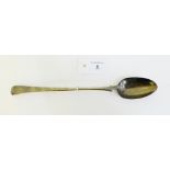 18th century Old English patterned silver gravy spoon, with lion rampant crest, makers mark I.L,