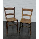 A pair of oak side chairs, 82 x 42cm, (2)