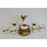 Royal Albert 'Old Country Roses' bone china teaset to include a coffee pot, large milk jug, small