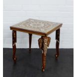 An Indian hardwood and inlaid side / lamp table, 46 x 46cm