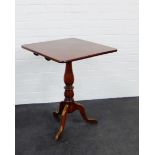 A Victorian mahogany pedestal tilt top table raised on baluster column and tripod supports 78 x 60cm