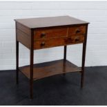 A mahogany side table with two long drawers, 70 x 64cm From the residual contents of a West Coast