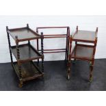 A mahogany towel rail and two early 20th century oak trolleys, 88 x 70cm, (3) From the residual