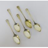 A set of five early 19th century Old English patterned teaspoons, with makers mark IL