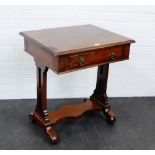 A mahogany side table, the rectangular top over a single frieze drawer on pierced side supports 74 x