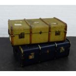 Two vintage travel trunks, 34 x 95cm, (2)