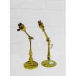 Two brass Arts & Crafts, W.A.S. Benson style table lamps, (2)