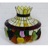 A Tiffany style leaded and coloured glass ceiling light, 55cm diameter