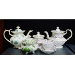 A quantity of 19th century English table wares to include teapots, sucrier, cups and saucers, (8)