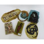 A collection of six studio pottery wall plaques, (6)