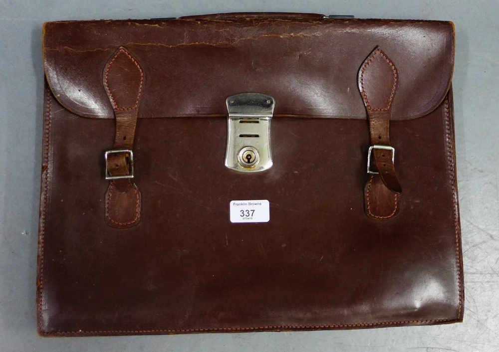 A brown leather satchel
