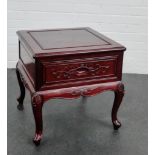 A hardwood Chinese lamp / side table, 52 x 52cm