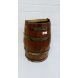 A brass bound wooden barrel, 40cm high