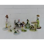 A collection of eight Italian pottery figures, tallest 19cm, (8)