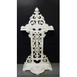 A Victorian Carron Works of Falkirk white painted cast iron stick stand, with registration diamond