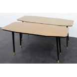 Two retro coffee tables, largest 48 x 112cm