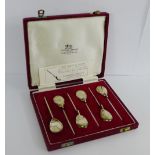 A set of six silver Corinium oyster spoons with makers mark for Leonard Jones, Sheffield 1971, in