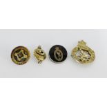 Silver and tortoiseshell Royal Corps of Signals brooch, cap badge and paste set gilt metal brooch