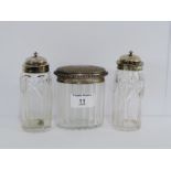 Victorian London silver topped and glass jar with Mechi & Brazin retailer's stamp together with