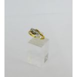 9 carat gold three stone diamond dress ring, UK ring size P