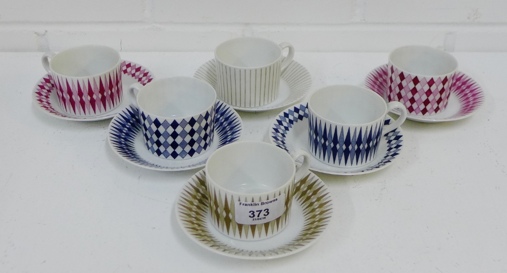 Six Arabia porcelain coffee cups and saucers, (12)