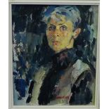 Katriona Campbell DA 'Self Portrait' Oil-on-board, signed, with a Gatehouse Gallery Label verso,