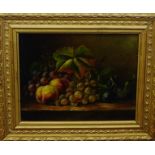 Still Life of Fruit Oil-on-board, apparently unsigned, in a gilt wood frame, 23 x 18cm