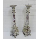 A pair of painted wooden candle sconces, 67cm high