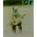 Kemp 'Figure with Mandolin' Watercolour, signed and dated '67, in a glazed frame, 45 x 50cm