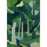 Signed with initials RHRT Abstract Wooded Landscape Watercolour, in a glazed frame, 37 x 52cm