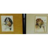 L.W. Fraser Companion pair of Hunting Dog and Game Bird watercolour and pastels, in glazed frames,