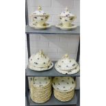 A quantity of 19th century Derby floral patterned dinner ware, (a large lot, a/f)