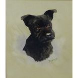 Fraser 'Black Terrier' Watercolour, signed, in a glazed frame, 20 x 25cm