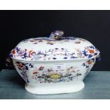 A Staffordshire tureen and cover with mythical beast handles