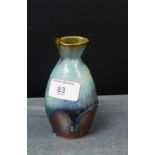 A small Studio pottery vase with running haresfur blaze, 12cm high