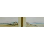 H. Turner Companion pair of shore scene watercolours, signed in glazed gilt wood frames, 39 x