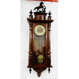 Mahogany cased Vienna wall clock, 140 x 48cm