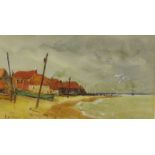 Montague Smyth Deal 'Shore Scene' Watercolour, signed, in a glazed frame, 23 x 14cm