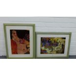 Two framed coloured Gustav Klimt coloured prints to include 'The Virgins' and 'Judith II', both in